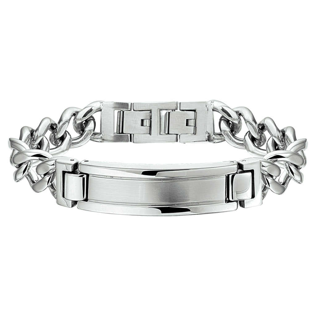 graveerarmband poli/mat plaat 12 mm 21,5 + 1,5 cm edelstaal