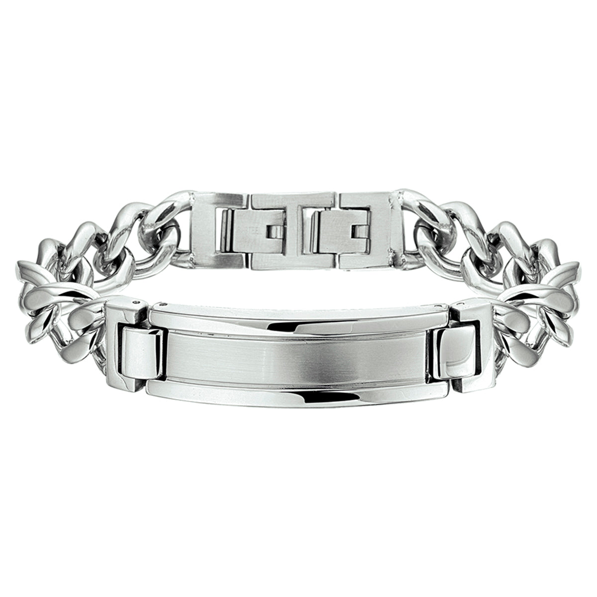 graveerarmband poli/mat plaat 12 mm 21,5 + 1,5 cm edelstaal