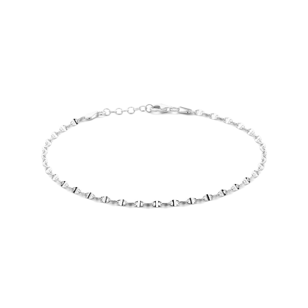 Fußkettchen Kaffeebohne 2,8 mm 24 cm Silber rhodiniert
