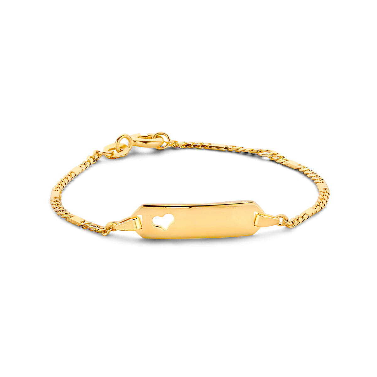 Gravurarmband Herzplättchen 5,5 mm 14K Gelbgold