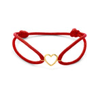 Armband rot Satins Herz 13 - 26 cm 14K Gold mit Gummi/Nylon/Leder