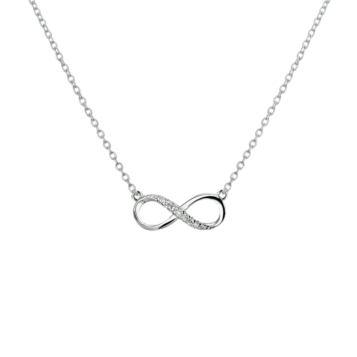 Halskette Infinity Zirkonia 36 + 4 cm Silber rhodiniert