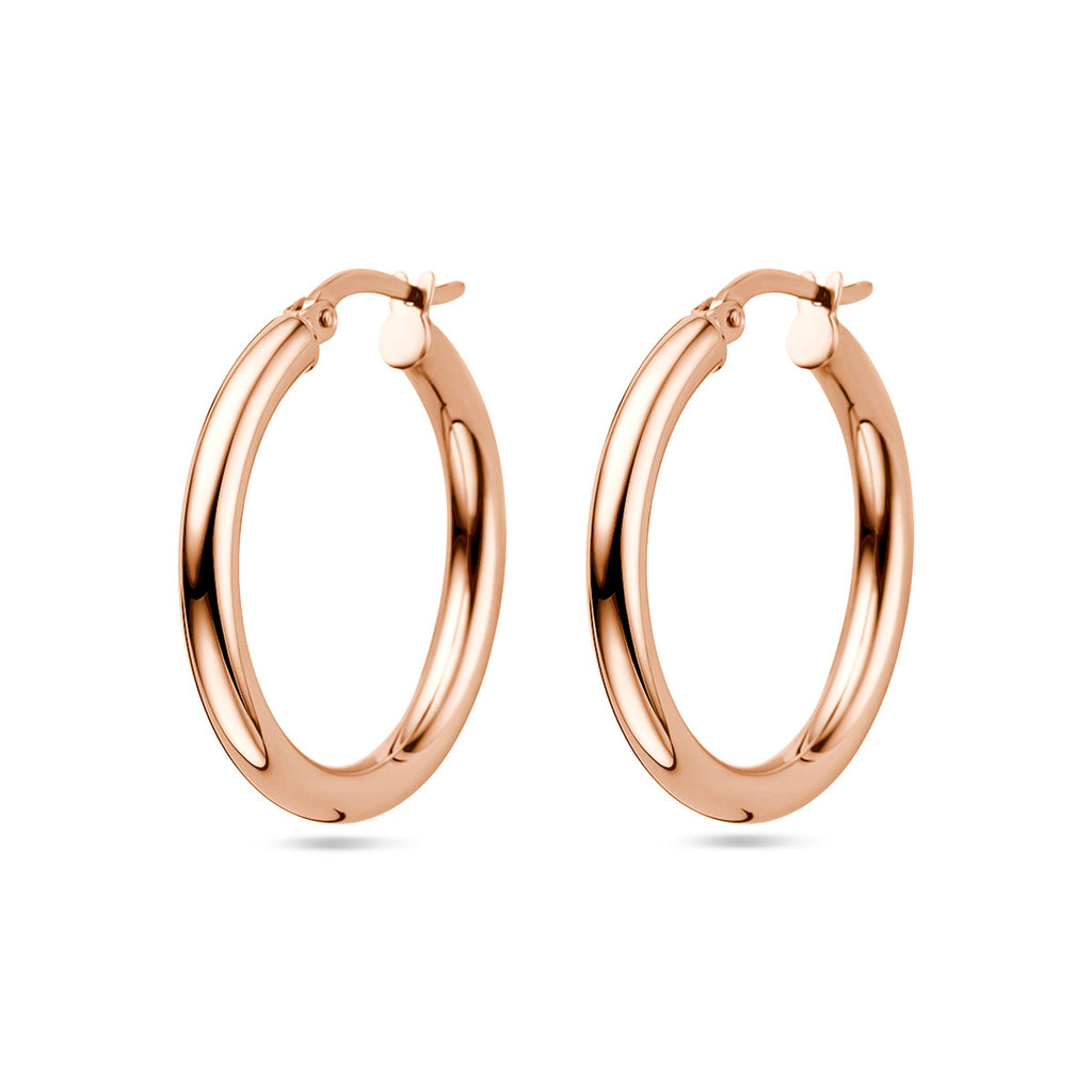 oorringen ronde buis 26 mm 14K roségoud - rond