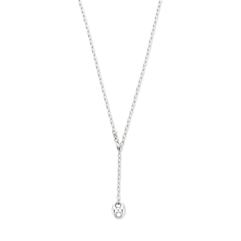 y-collier koffieboon 50 cm zilver gerhodineerd