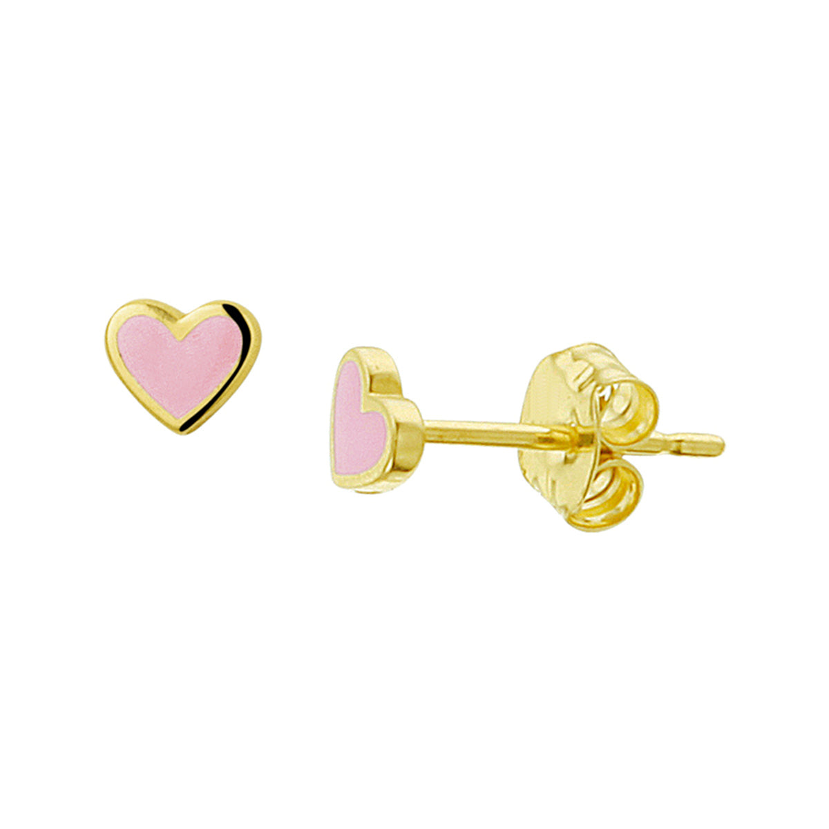 Ohrstecker Herz Emaille 14K Gelbgold