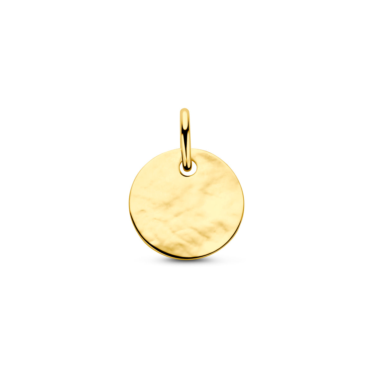 9k graveerhanger gehamerd 10 mm 9K geel - rond