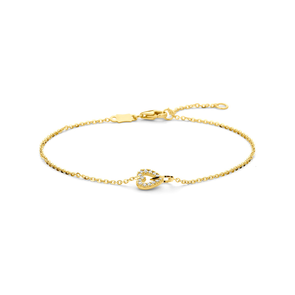Armband Herz Zirkonia 16 - 18 cm 14K Gelbgold