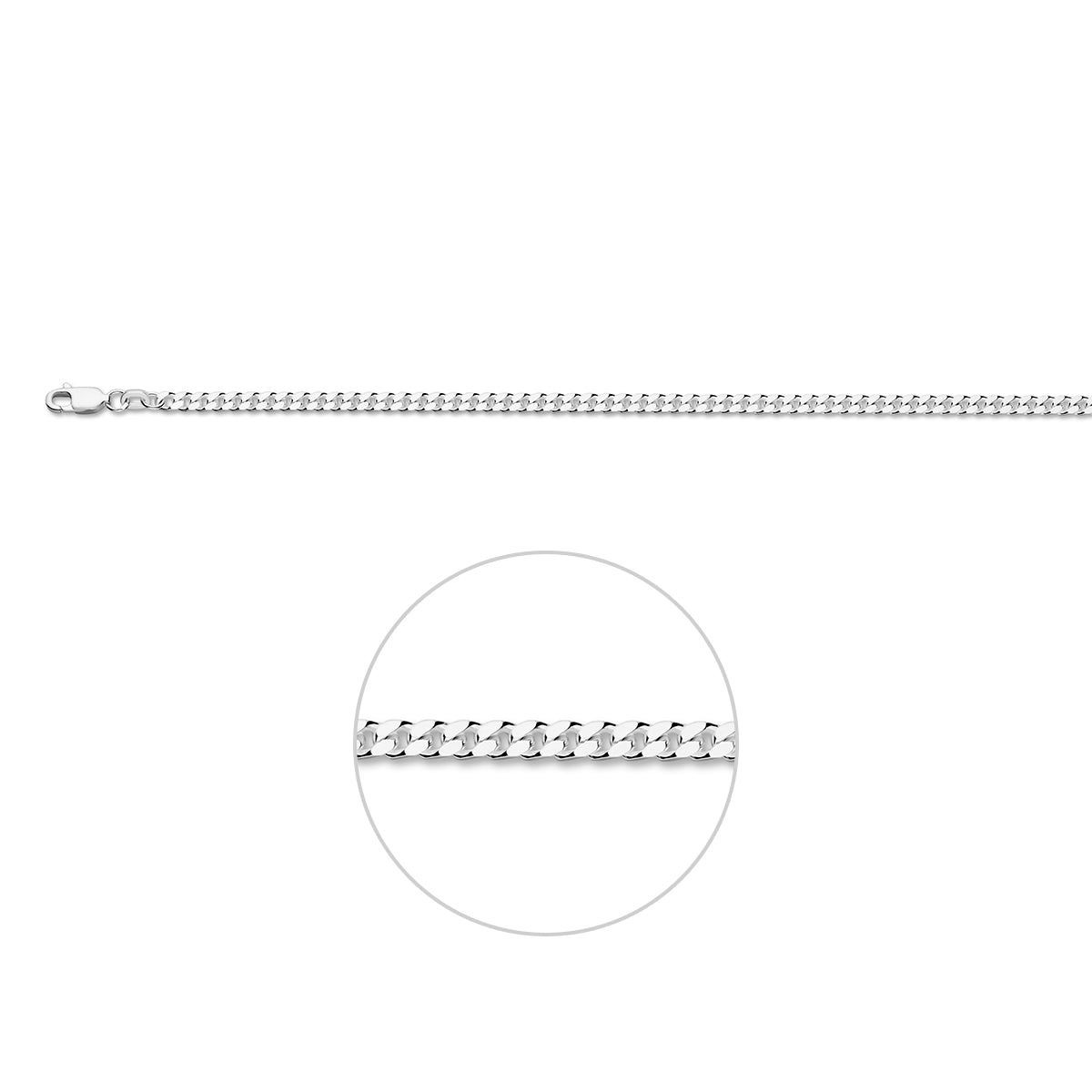gourmette 4 zijdes geslepen 2,8 mm zilver wit