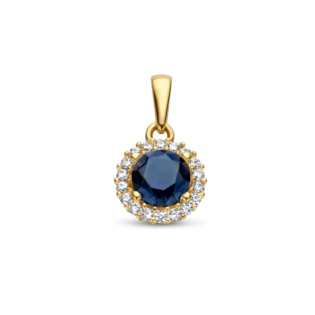 Anhänger Saphir-Zirkonia-Halo 14K Gelbgold