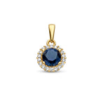 Anhänger Saphir-Zirkonia-Halo 14K Gelbgold