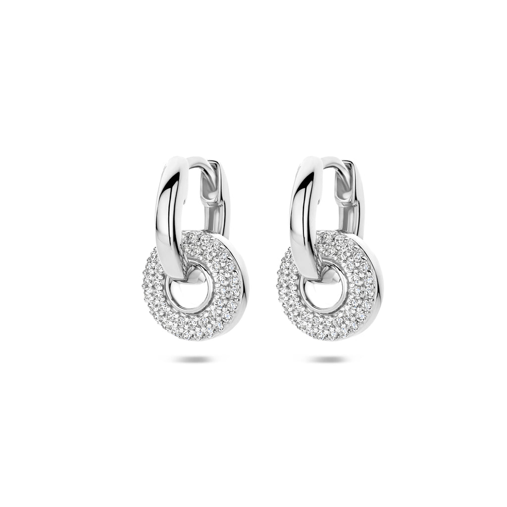 Ohrringe Zirkonia 17 mm Silber rhodiniert