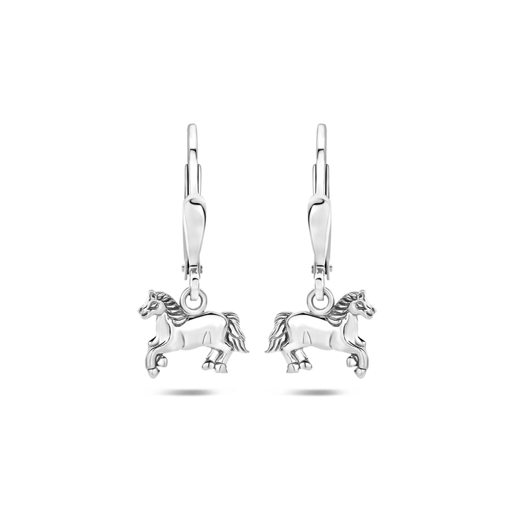 Ohrringe Pferd Brisurhaken 22 mm Silber rhodiniert