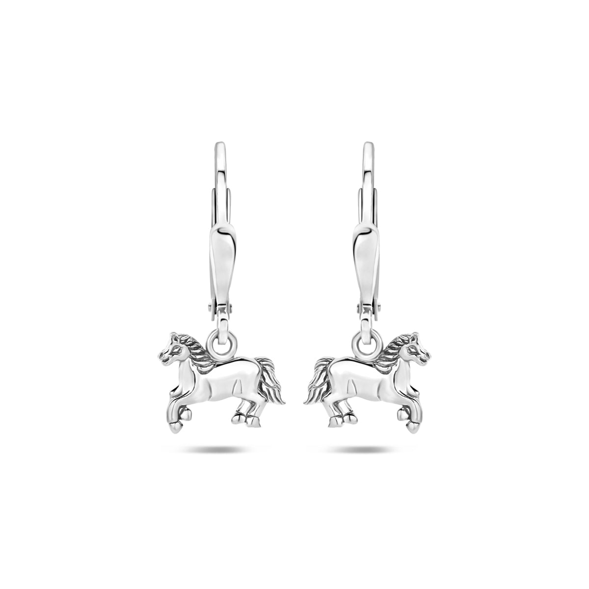 Ohrringe Pferd Brisurhaken 22 mm Silber rhodiniert