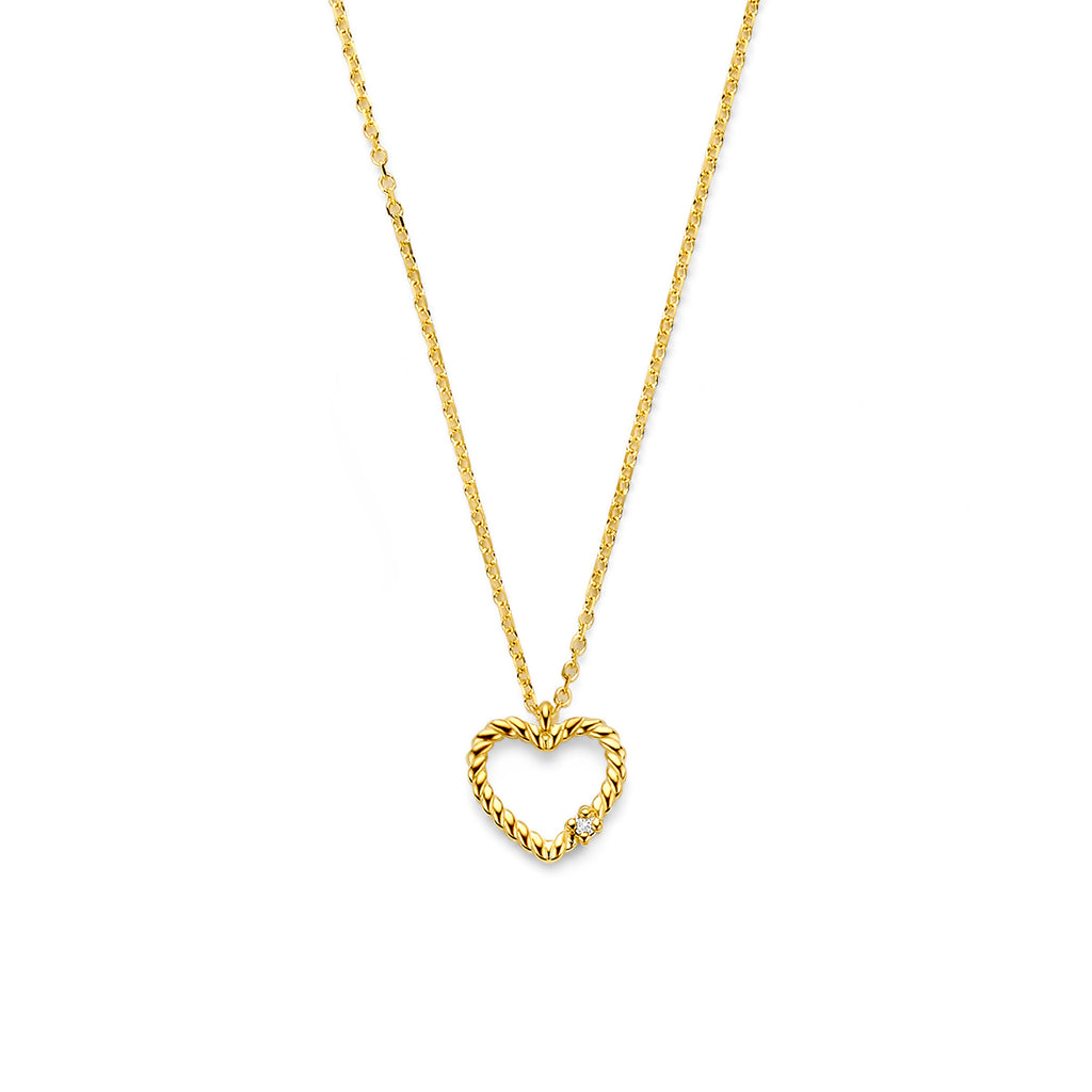 Halskette Herz Diamant 0,01ct H SI 41 - 43 - 45 cm 14K Gelbgold