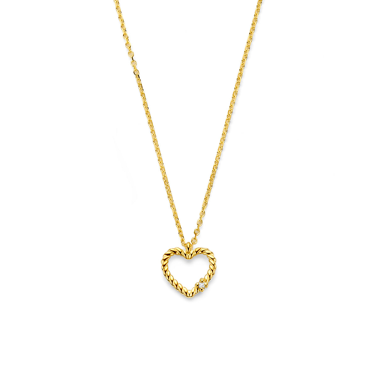 Halskette Herz Diamant 0,01ct H SI 41 - 43 - 45 cm 14K Gelbgold