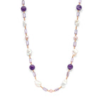 collier parel barok en natuurlijke kleurstenen 45 + 3 cm 3 micron zilver verguld (ros��)