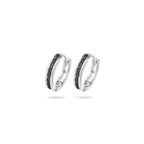 klapoorringen zwart zirkonia 12,5 mm zilver gerhodineerd