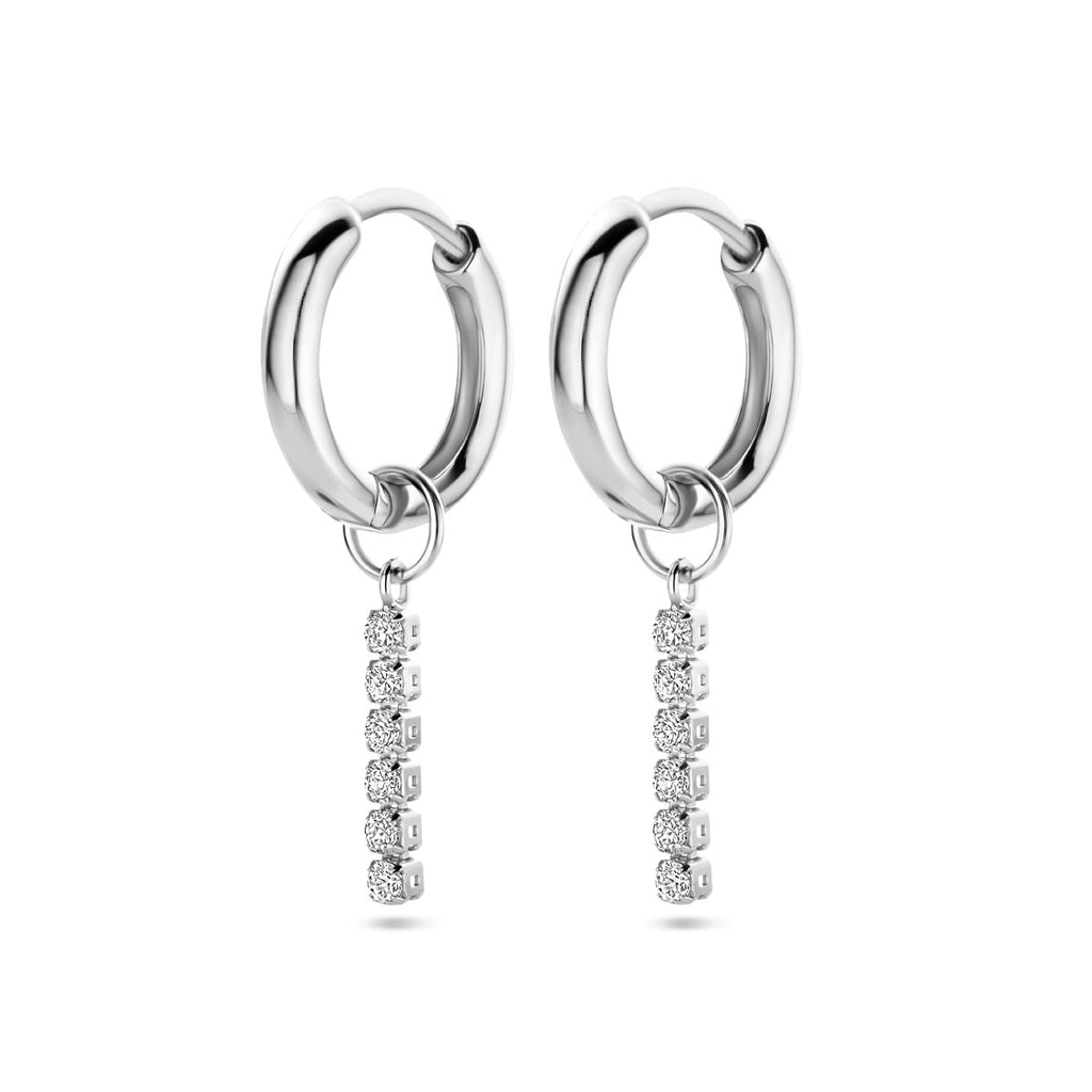 Klappcreolen Zirkonia 15 mm Silber rhodiniert