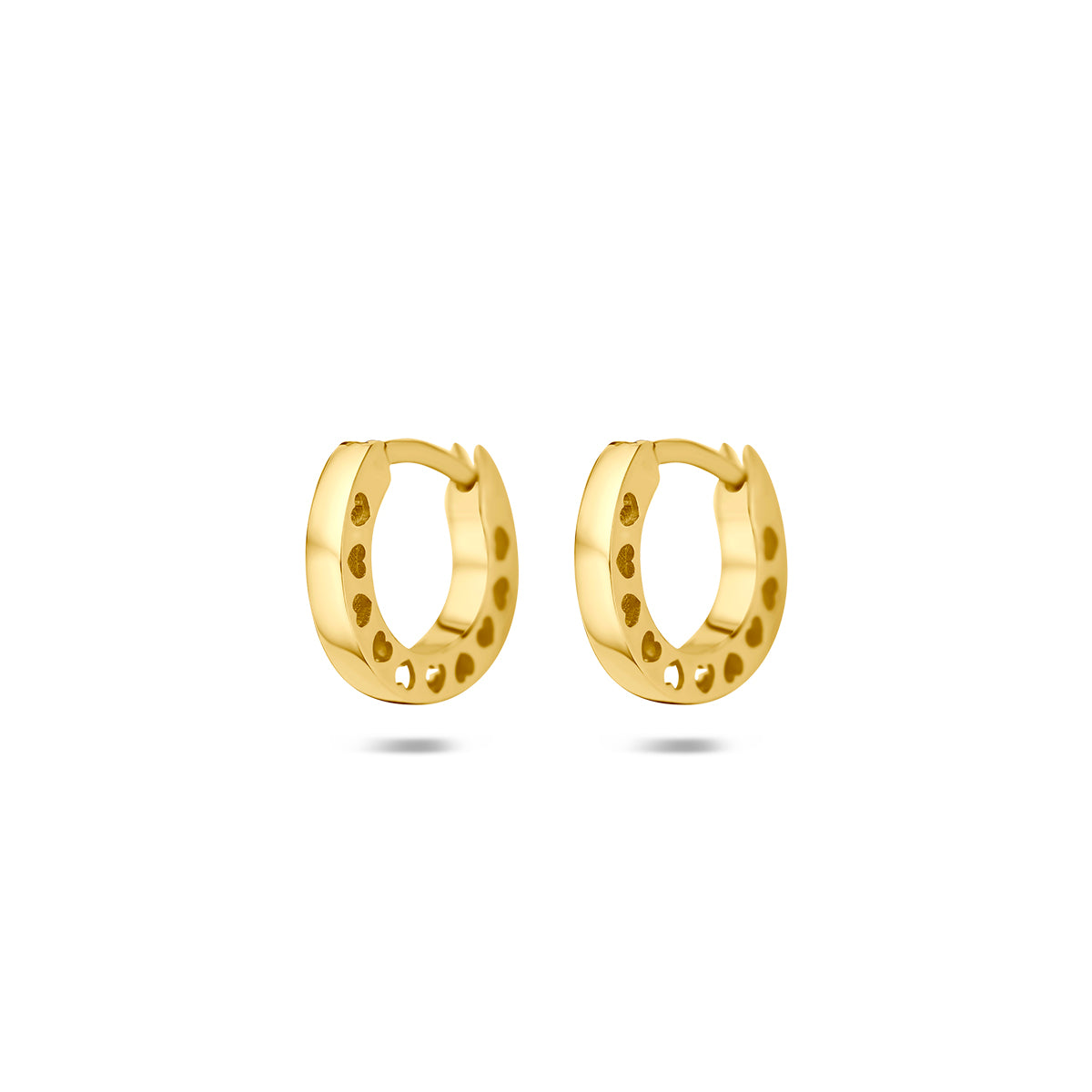 klapoorringen hartjes 2 mm 14K geelgoud - rond