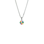 collier bloem emaille 36 + 4 cm zilver gerhodineerd