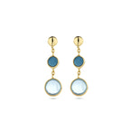 oorhangers blauw topaas en london blue topaas 14K geelgoud