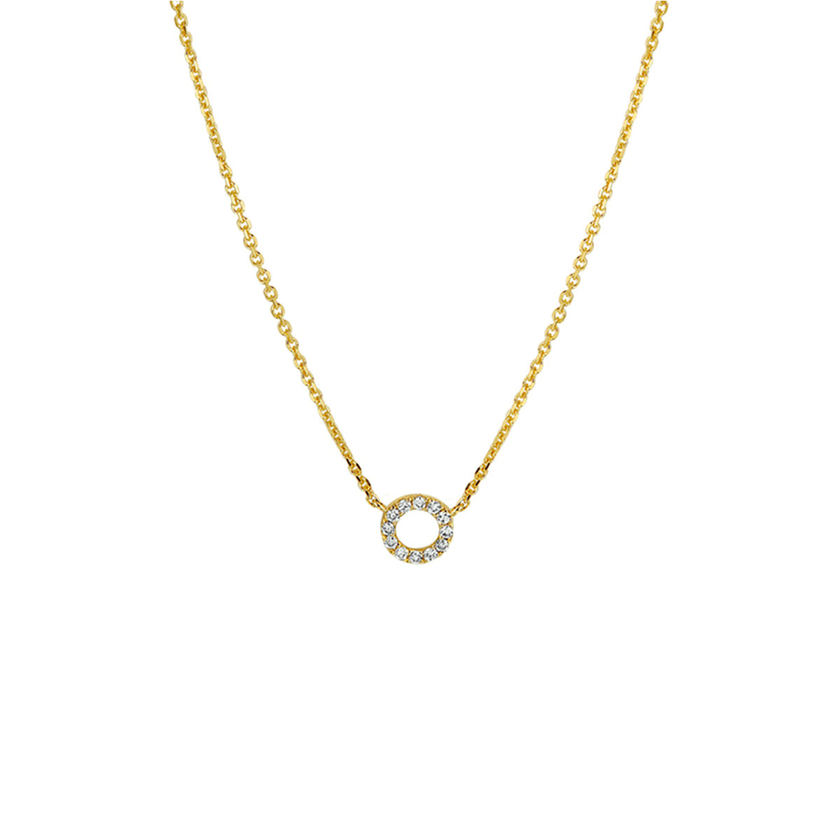 collier diamant 0.05ct h p1 41 - 43 - 45 cm 14K geelgoud - rondje,bolletje,ringetje,draad