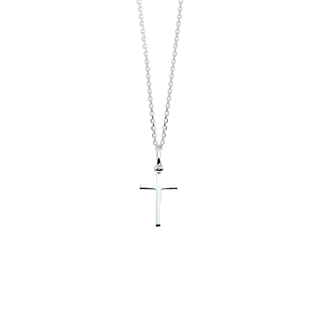 collier kruis 41 + 4 cm zilver wit