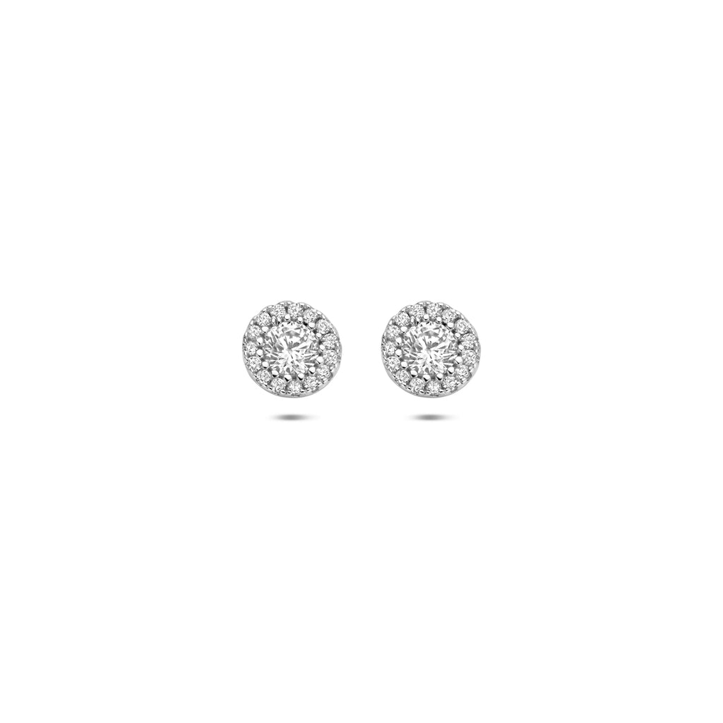 Ohrstecker Zirkonia 6 mm Silber rhodiniert