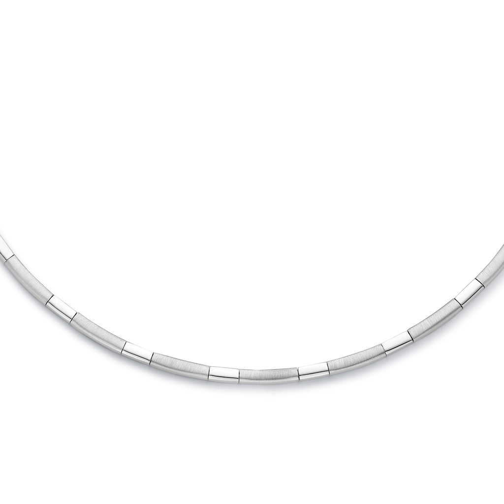 Halskette, Halsreif, 3,3 mm, 43 cm, Poly/Mattsilber, rhodiniert