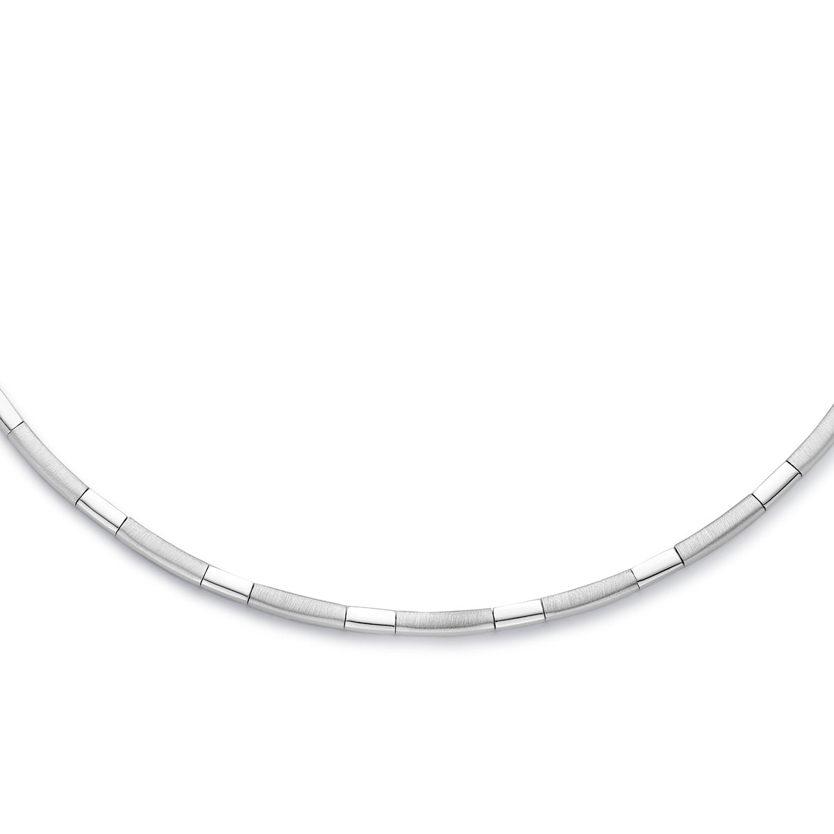 Halskette, Halsreif, 3,3 mm, 43 cm, Poly/Mattsilber, rhodiniert