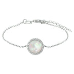 Armband Perlmutt und Zirkonia 16,5 + 3 cm Silber rhodiniert
