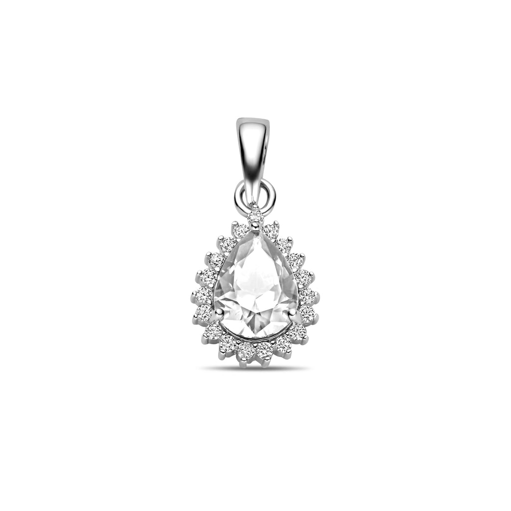 Anhänger Zirkonia Halo 19 mm Silber rhodiniert