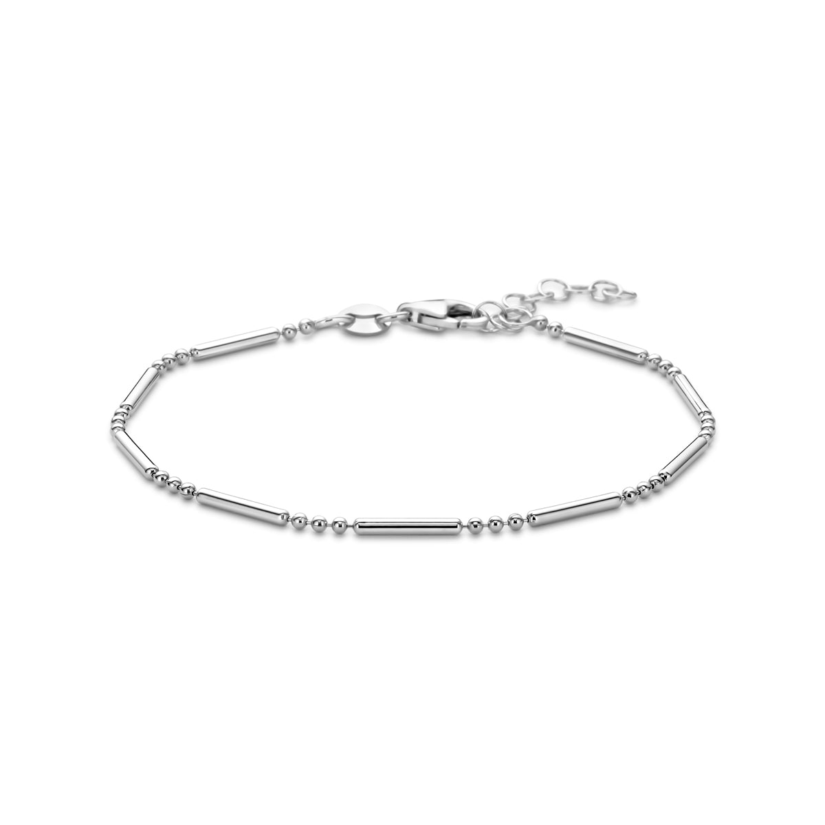 Armband Röhrchen 1,5 mm 17 + 2 cm rhodiniertes Silber