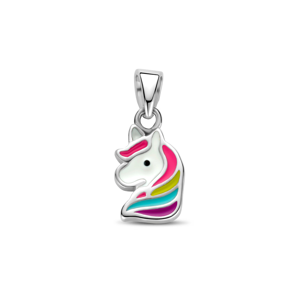 Anhänger Emaille Einhorn 15 mm rhodiniert Silber