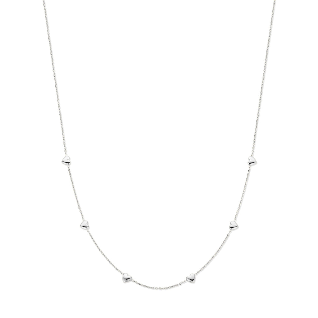 collier hartjes 41 + 4 cm zilver gerhodineerd