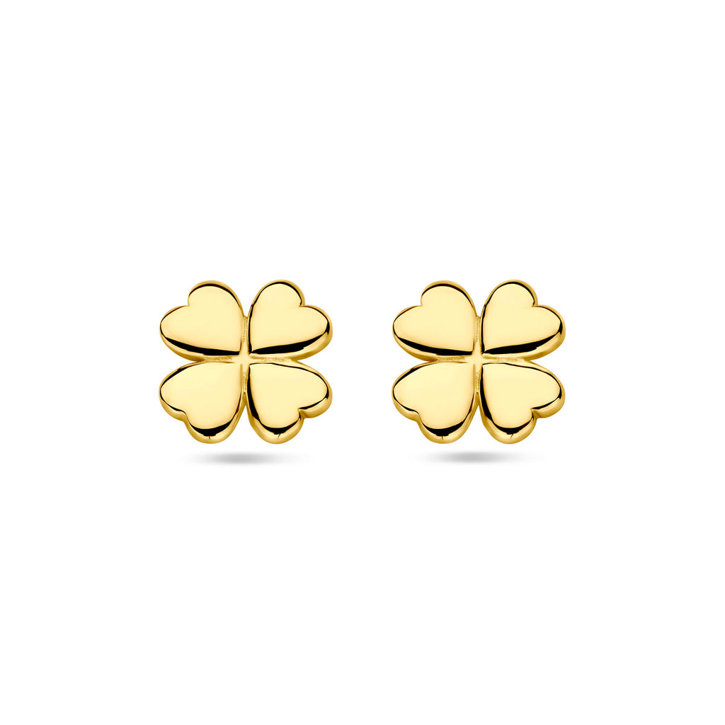 Ohrstecker Kleeblatt 7 mm 14K Gelbgold