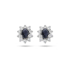 Ohrstecker Saphir und Zirkonia Halo 14K Weißgold