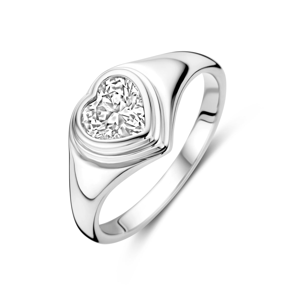 Ring Herz Zirkonia Silber rhodiniert