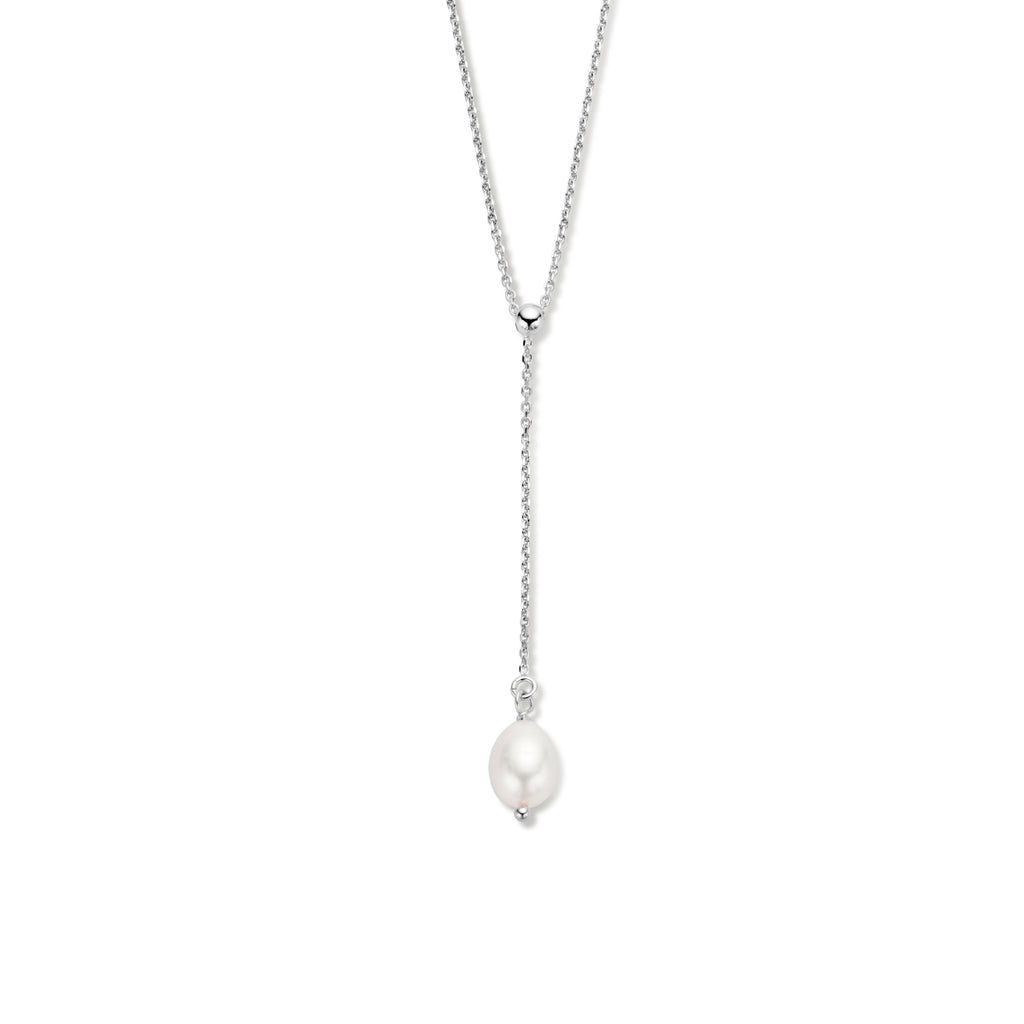 Y-Halskette Perle 45 + 5 cm Silber rhodiniert