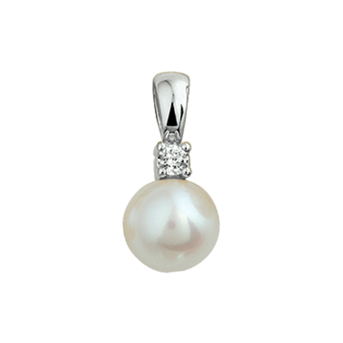 hanger parel en diamant 0.05ct h si 14K witgoud