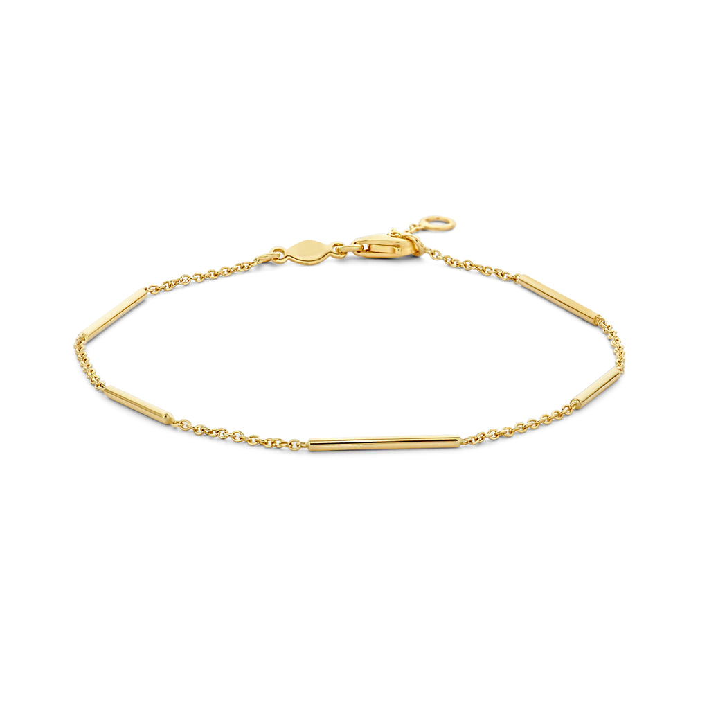 armband balkjes 1,3 mm 18 - 19,5 cm 14K geelgoud - plaat,buis,spijltje