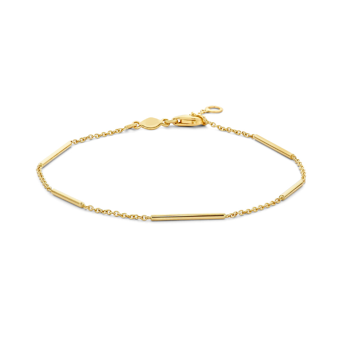 armband balkjes 1,3 mm 18 - 19,5 cm 14K geelgoud - plaat,buis,spijltje