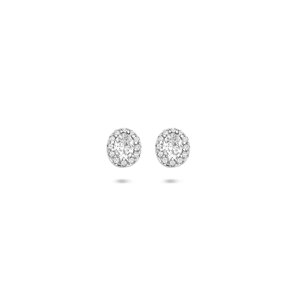 Ohrstecker Zirkonia 6 mm Silber rhodiniert