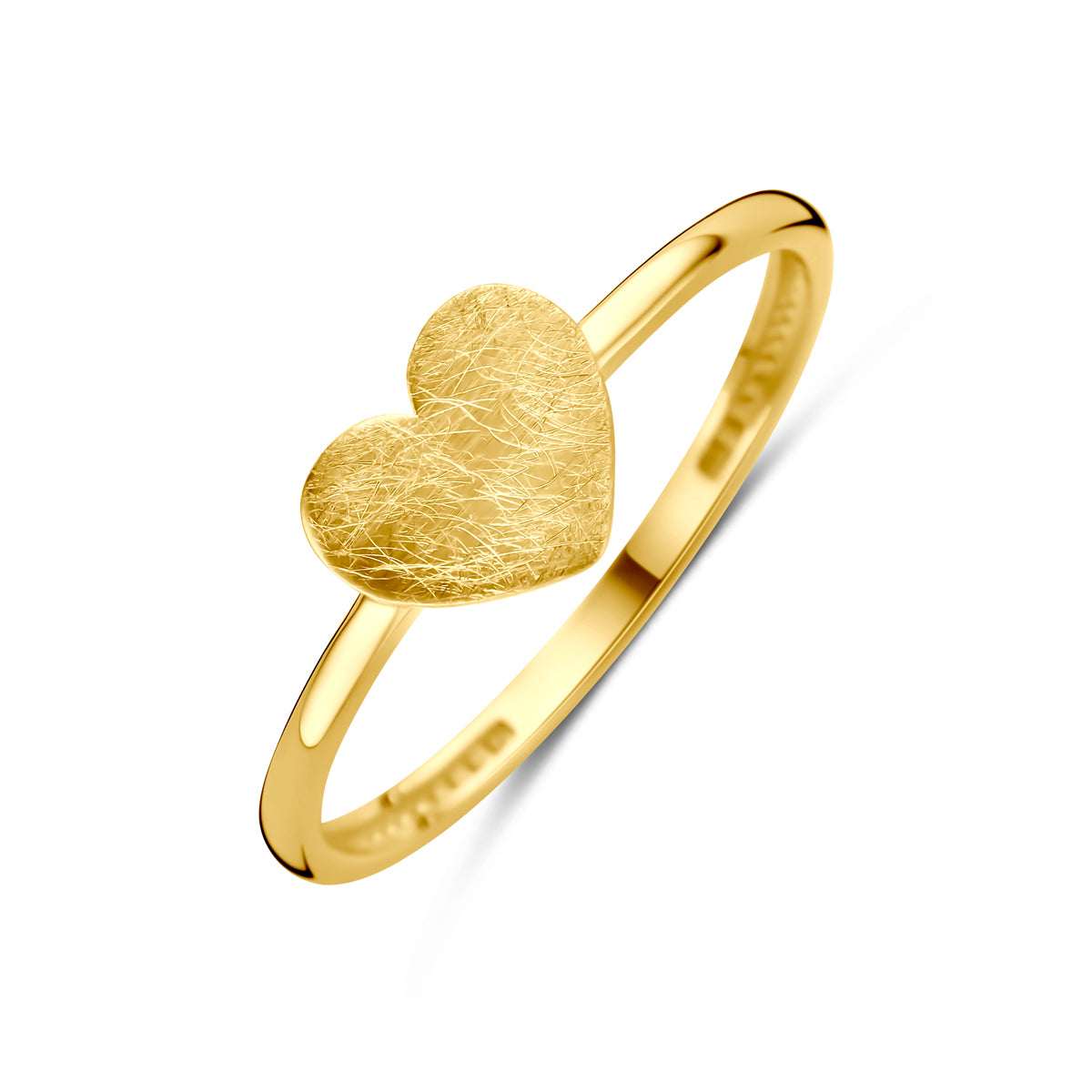Ring Herzchen matt/poliert 14K Gelbgold
