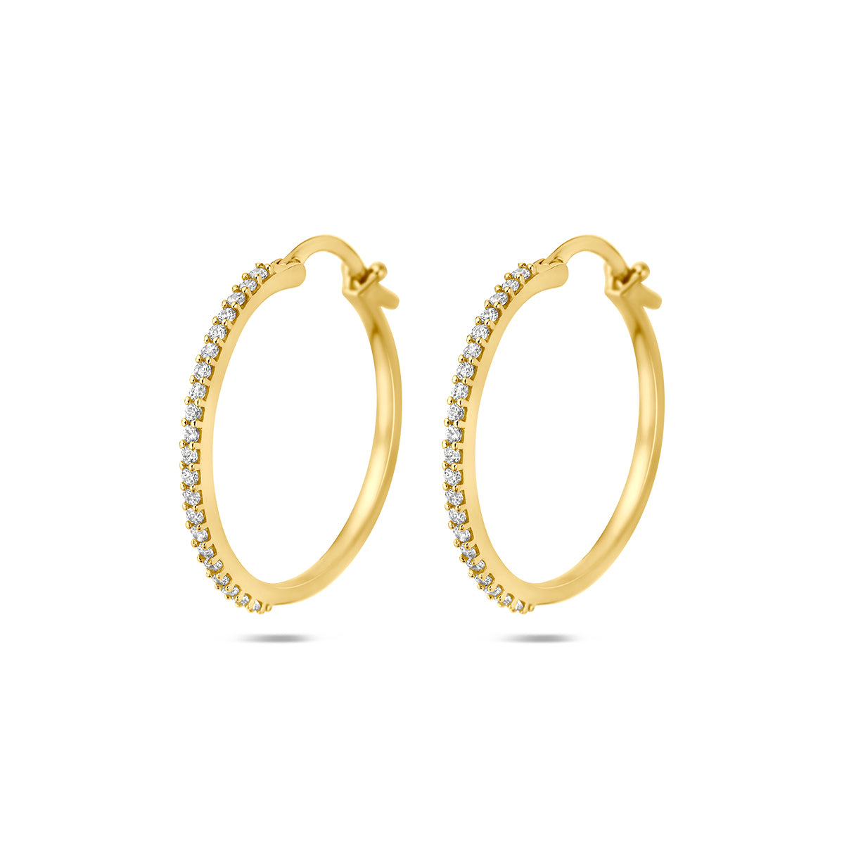 oorringen zirkonia buis 1 mm 14K geelgoud