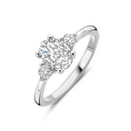 Ring Trilogie Zirkonia 8 x 6 mm Silber rhodiniert