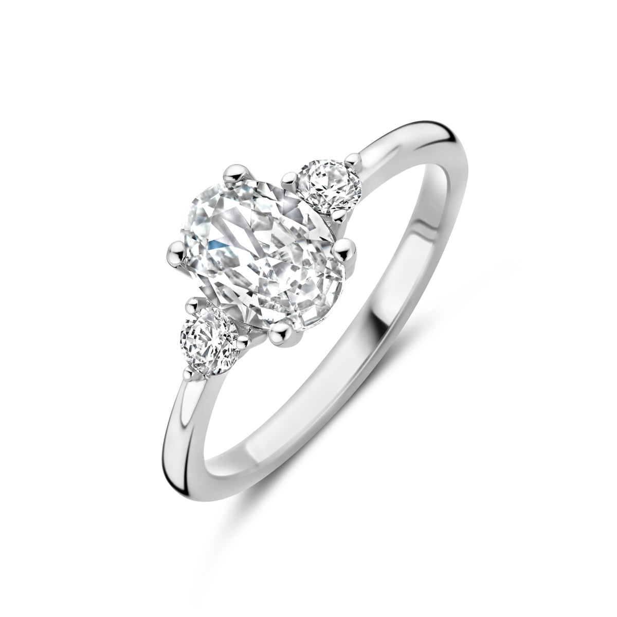 Ring Trilogie Zirkonia 8 x 6 mm Silber rhodiniert