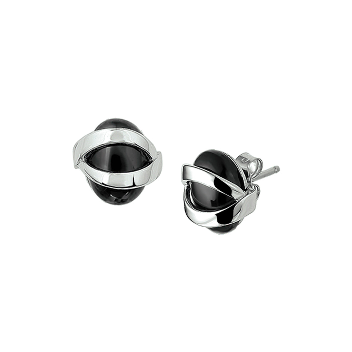 Ohrstecker Onyx Silber rhodiniert
