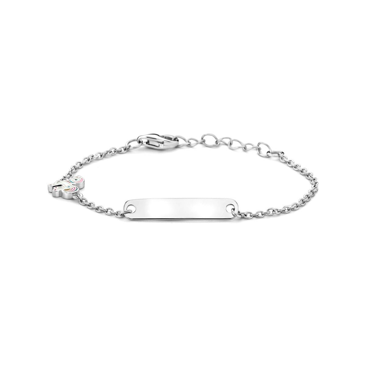Gravurarmband Einhorn Plättchen 4,5 mm 11 + 2 cm Silber rhodiniert