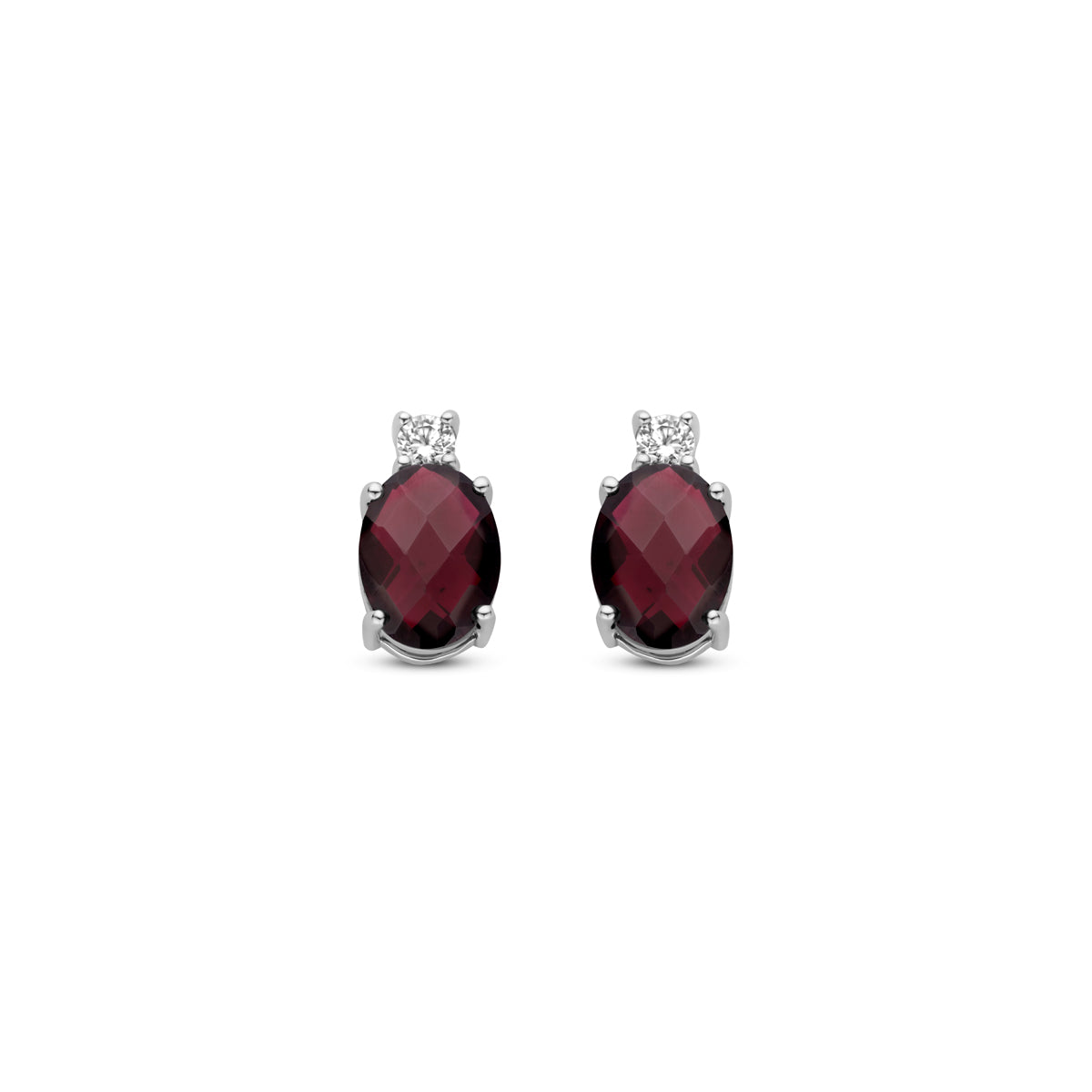 Ohrstecker Granat und Zirkonia 10,5 mm Silber rhodiniert